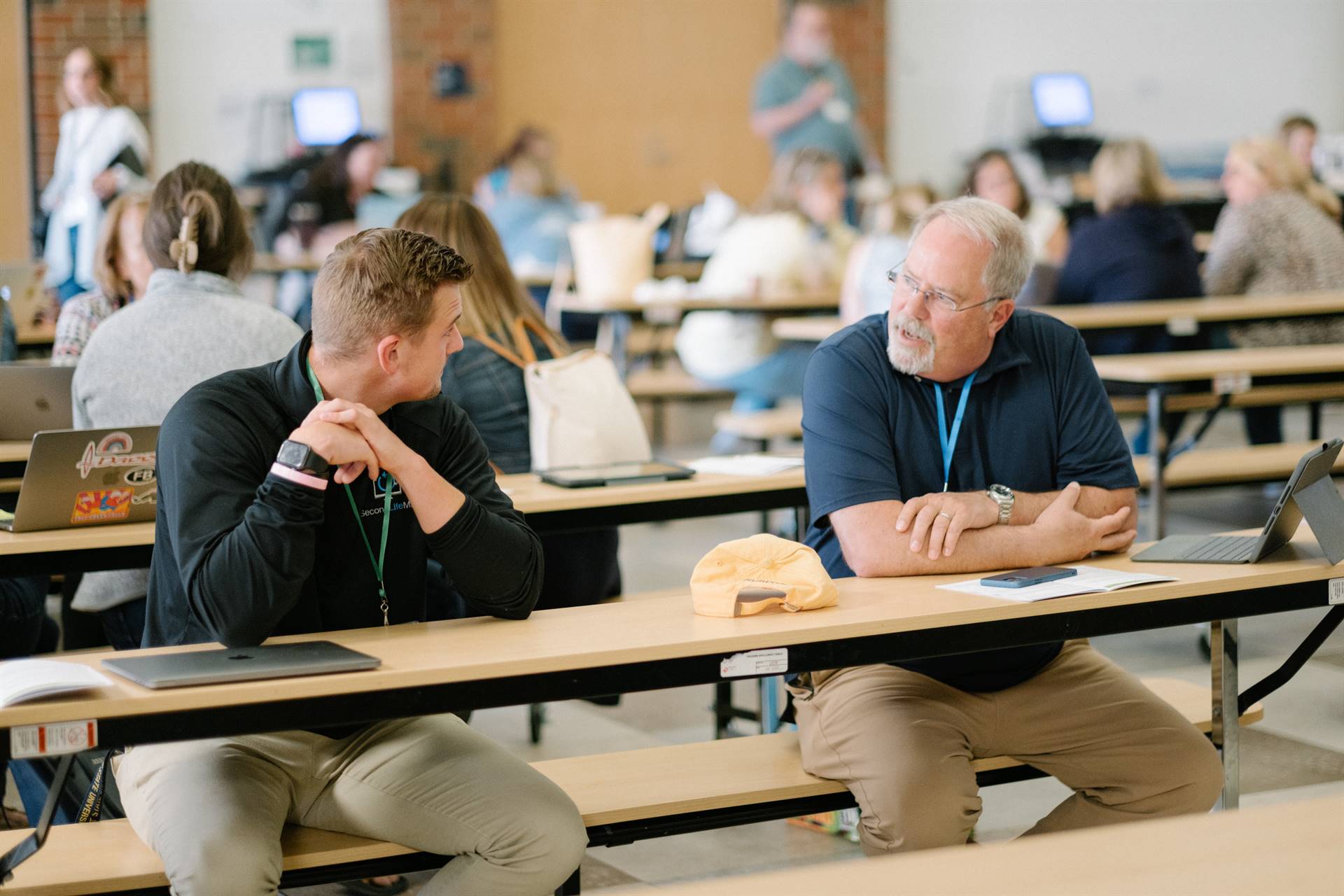 Attendees talk